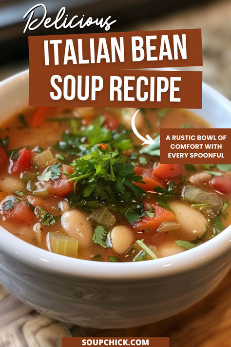 Italian Bean Soup Recipe Rustic Italian Soup Recipe, Better Than Bouillon Italian Herb Recipes, Rustic Italian Soup, Italian Bean Soup Recipes, Tuscan Bean Soup Recipe, Italian Soups And Stews, Vegetarian Italian Soup, Multi Bean Soup, Italian Bean Soup