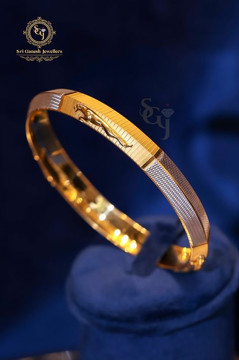 Men's Bracelet Mens Bangle Bracelet, Jaguar Kada For Men, Kada Designs Silver For Men, Kadiyam For Men Gold Latest, Mens Kada Design Gold, Kadiyam For Men Gold, Vintage Style Engagement Rings Rose Gold, Gold Kada For Men, Punjabi Kada