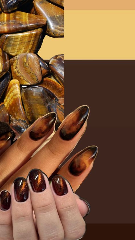 Tigers Eye Nails, Tiger Eye Nails, Tortishell Nails Design, Textured Nails, Tiger Nails, Eye Nails, Dope Nails, Nails Design, Tiger Eye