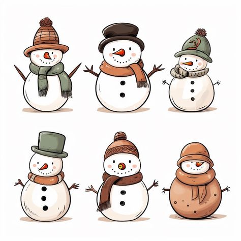 Vector christmas snowman | Premium Vector #Freepik #vector Snow Men Drawing, Christmas Picture Drawing, Black And White Christmas Drawings, Christmas Drawing Snowman, Christmas Vector Free, Christmas Art Design, Snowman Illustration Cute, Christmas Card Snowman, Simple Christmas Clipart