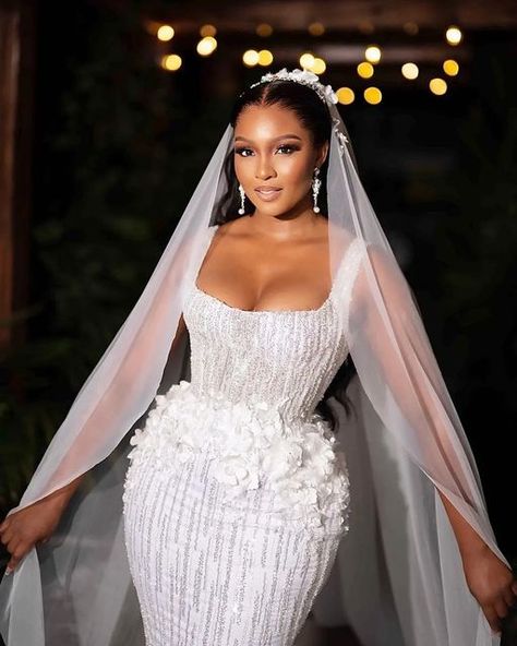 Africa's Top Wedding Website on Instagram: "This Bridal Inspo From Osas Ighodaro Ticks all The Boxes For an Elegant Bride! See more on https://www.bellanaijaweddings.com/osas-ighodaro-white-wedding-beauty-look/ or via link in bio Belle @officialosas Dress @veekeejames_official Makeup @ariyike_mua Hair/Hair stylist @adefunkeee Bridal stylist @style_by_ruvero Photography @officialphotofreak Accessories @wowaccessorries Videography @_avidstudio #BellaNaijaWeddings" Latest Wedding Gowns, Official Makeup, Bridal Stylist, Naija Wedding, Bella Naija Weddings, Elegant Bride, Wedding Dresses For Girls, Bridal Inspo, Wedding Dress Trends