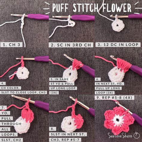 Crochet puff flower