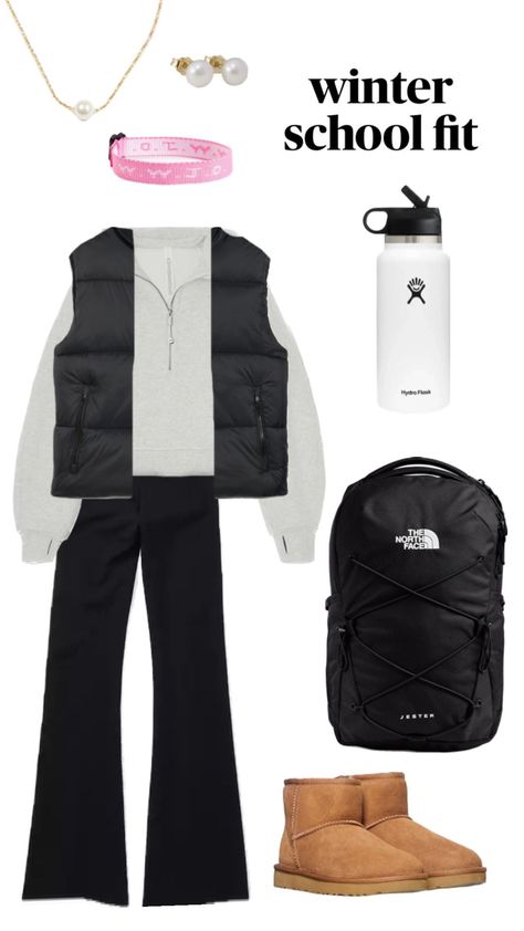 Scuba Outfit, College Class Outfits, Class Outfits, Lululemon Outfits, Flare Legging, Lululemon Scuba, Flared Leggings, School Fits, North Face Backpack