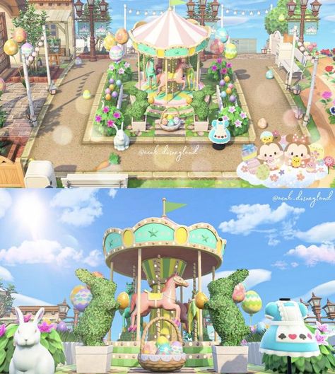 Carnival Design, Pink Island, Animal Crossing 3ds, Animals Crossing, Ac New Leaf, Animal Crossing Guide, Happy Bunny, Happy Home Designer, Animal Crossing Wild World