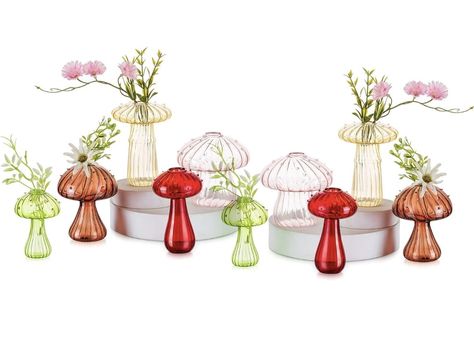 Mushroom Vase, Mushroom Plant, Colored Glass Vases, Propagation Station, Mini Terrarium, Small Glass Vases, Planter Gift, Glass Planter, Glass Mushrooms