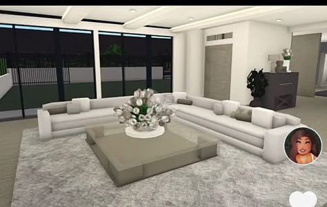 Bloxburg Modern Loft Layout, Realistic Modern Bloxburg House Interior, Bloxburg Modern House Inside, Bloxburg Kitchen Ideas Modern Big, Bloxburg Large Living Room Ideas, Lounge Room Ideas Bloxburg, Bloxburg Lounge Room Ideas, Bloxburg Hallway Ideas Modern, Lounge Bloxburg