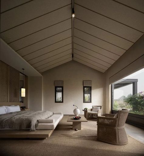 Interior Architecture Drawing, Asian Interior, Round Beds, Resort Design, Cottage Interior, Spring Resort, Types Of Rooms, False Ceiling, Ceiling Design