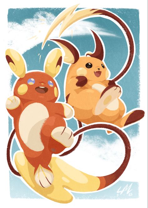 An illustration I cooked up after looking on etsy for cute A5 raichu prints and not finding any ⚡️ Pachirisu Wallpaper, Aloha Raichu, Alolan Raichu Wallpaper, Raichu Art, Pachirisu And Garchomp, Pokemon Raichu, Raichu Pokemon, Alolan Raichu, Pichu Pikachu Raichu