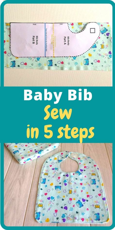 Baby Bib Sewing Pattern, Bib Sewing Pattern, Baby Sewing Tutorials, Baby Bibs Patterns, Sewing Baby Clothes, Sewing Machine Projects, Diy Bebe, Bib Pattern, Diy Baby Gifts