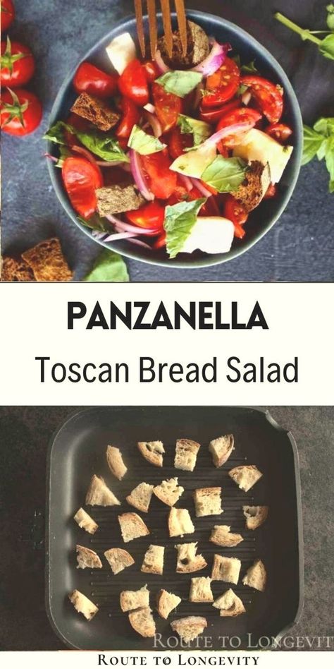 Add a taste of Tuscany to your table with this easy Panzanella Toscana recipe. Featuring juicy tomatoes, fresh basil, and chunks of rustic bread, this Italian bread salad is a light and flavorful dish perfect for warm days. Discover more simple Mediterranean recipes and healthy salads, at routetolongevity.com. Panzanella Toscana, Italian Tomato Salad, Mediterranean Salads, Tuscan Salad, Bread Salad Recipe, Italian Bread Salad, Tuscan Summer, Panzanella Recipe, Longevity Recipes