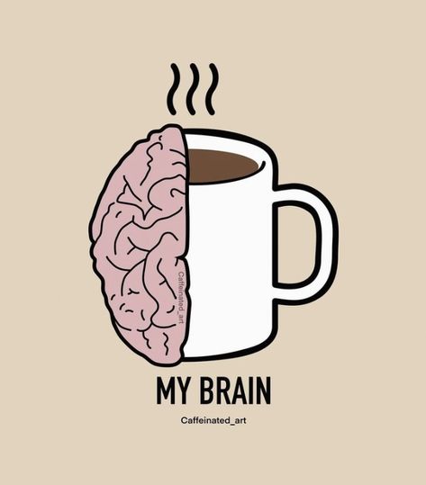 Coffee Infographic, Coffee Art Print, Brain Art, Cute Laptop Stickers, Coffee Heart, Coffee Stickers, Funny Quotes For Instagram, Quotes For Book Lovers, Graphic Tshirt Design