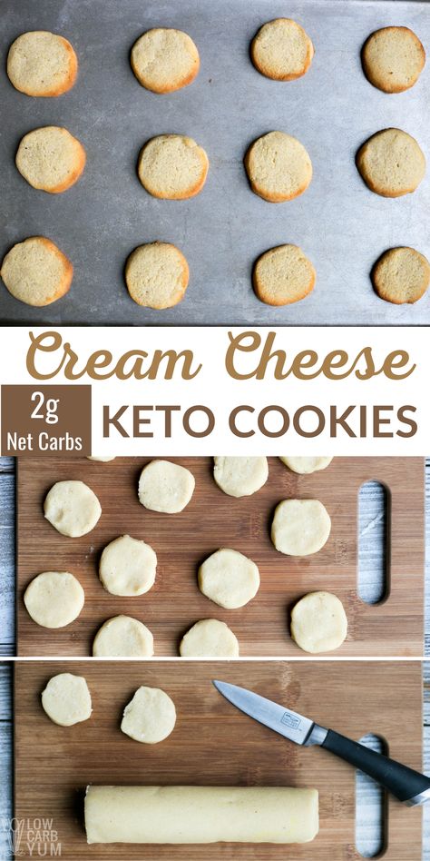 Keto Cream Cheese Cookies, Cream Cheese Keto, Low Carb Cookie Dough, Cream Cheese Cookie, Cheese Cookies Recipe, Galletas Keto, Cream Cheese Cookie Recipe, Keto Cream Cheese, Cheese Keto