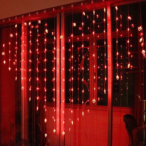 Curtain Lights Outdoor, Window Curtain Lights, Valentine Day Decorations, Red String Lights, Led Window, Waterfall Lights, Fairy Bedroom, Dance Decorations, Led Lighting Bedroom