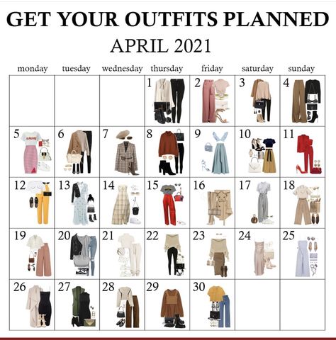 Monthly Outfit Planner, Outfit Calendar, Clothes Capsule Wardrobe, Capsule Wardrobe Women, Outfit Planner, Fashion Diary, Fashion Capsule Wardrobe, Diy Vetement, Outfit Plan