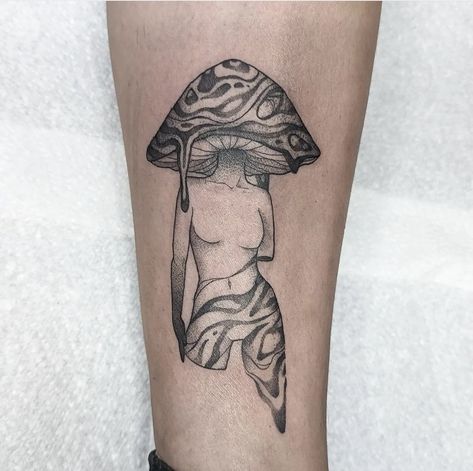 By: idlehands_tattoo Trippy Mushroom Tattoo, Mushroom Lady Tattoo, Mushroom Lady, Lady Tattoo, Mushroom Tattoo, Trippy Mushroom, Women Tattoos, Mushroom Tattoos, Sleeves Ideas