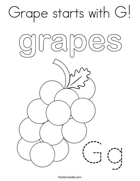 Grape starts with G Coloring Page - Twisty Noodle G For Grapes, G Coloring Pages, Colour Activities, Twisty Noodle, Grape Color, Holiday Lettering, Purple Grapes, Letter P, Letter G