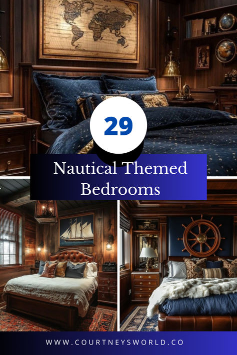 Get inspired by these stunning nautical-themed bedrooms! From calming blues to beachy decor, these ideas will make you feel like you're living by the ocean. Perfect for bringing seaside serenity into your home! 🌊🏖 #NauticalDecor #CoastalLiving #BedroomGoals Nautical Room Ideas Interior Design, Pirate Aesthetic Room, Rustic Nautical Bedroom, Nautical Boys Room, Nautical Bedroom Ideas, Sailboat Bedroom, Nautical Theme Bedroom, Boys Nautical Bedroom, Pirate Bedroom Theme