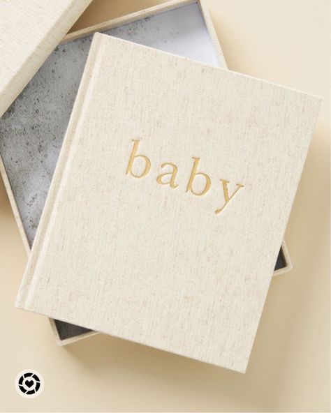 Beige linen baby book with gold letters, beutiful heirloom piece. Baby Book Ideas, Mermaid Pool Parties, Flower Sunglasses, Birthday Book, Business Packaging, Keepsake Books, First Tooth, Insta Feed, Packaging Ideas