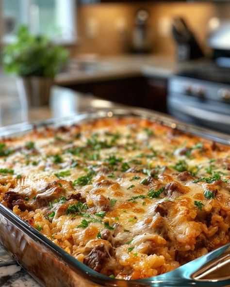 My hubby is a meat lover, so this dish gets him good! Casserole Kitchen, Ground Beef Casserole Recipes, Meat Lover, Ground Beef Dishes, Beef Casserole Recipes, Beef And Rice, Beef Recipes Easy, Easy Casserole Recipes, My Hubby