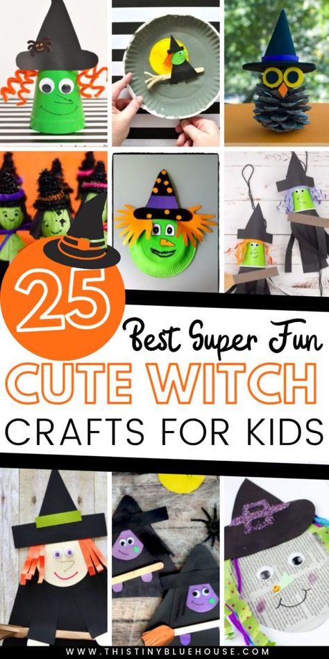 Get kids super excited about Halloween with these non scary witch Halloween crafts. With 20+ witch crafts to choose from these crafts are guarnateed fun! #halloweencrafts #halloweencraftsforkids #witchcrafts #witchcraftsforkids #easyhalloweencraftsforkids #nonscaryhalloweencrafts Witch Crafts For Kids, Diy Witch, Diy Halloween Treats, Thanksgiving Crafts Diy, Witch Crafts, Craft Halloween, Halloween Toddler, October Crafts, Halloween Preschool