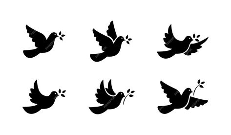 Premium Vector | Black dove icon set. peace symbol collection. flying pigeon with branch icon set. vector graphic eps 10 Peace Pigeon, Flying Pigeon, Peace Bird, Animal Icon, Peace Dove, Icon Set Vector, Design Reference, Vector Photo, Black Bird