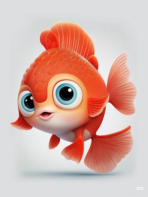 Animated Fish, Animal Caricature, Kids Cartoon Characters, Cute Animal Illustration, Portrait Cartoon, Animated Animals, Cute Fantasy Creatures, Cute Fish, Cute Cartoon Drawings