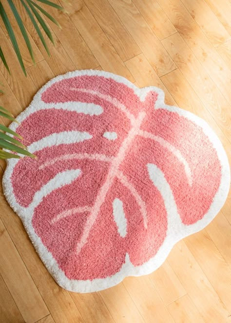 Monstera Rug, Pink Monstera, Tufting Diy, Tufting Ideas, Punch Needle Ideas, Punch Needling, Funky Rugs, Rug Tufting, Punch Needle Rug