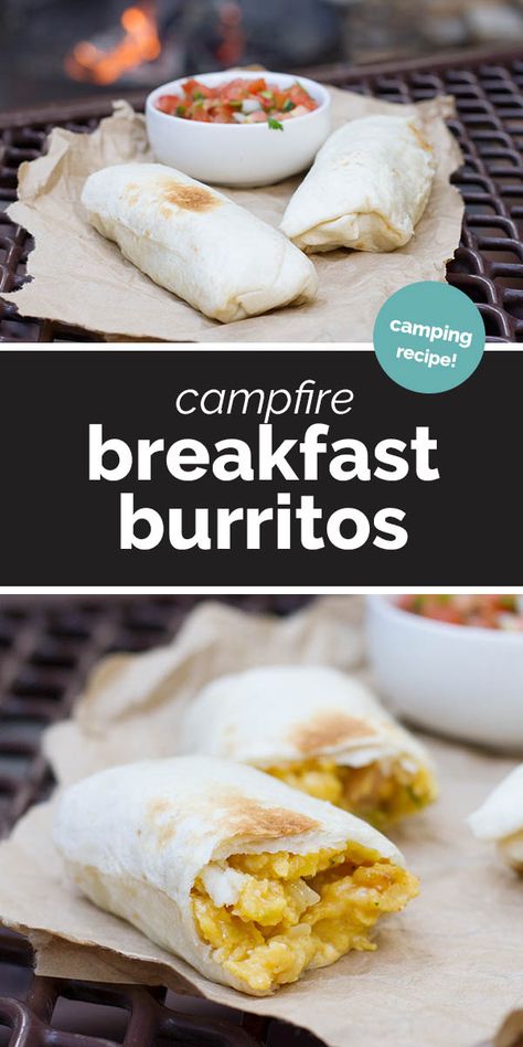 Forget the bagels and the cereal - you can have a hot breakfast even when mornings are crazy when you are camping with these make-ahead Camping Breakfast Burritos! #camping #campingfood #campfirecooking Campfire Breakfast Burritos, Camping Breakfast Burritos, Easy Camping Breakfast, Make Ahead Breakfast Burritos, Campfire Breakfast, Camping Food Make Ahead, Camping Menu, Camping Breakfast, Hot Breakfast