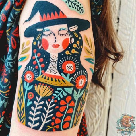 Polish Folk Art Tattoo, Folk Art Tattoo, Hand Palm Tattoos, Witch Tattoos, Pagan Beliefs, Occult Tattoo, Palm Tattoos, Polish Folk Art, Witch Tattoo