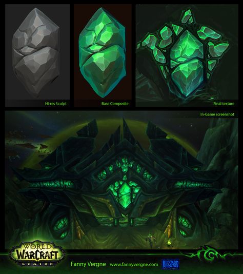 ArtStation - Tomb of Sargeras and Legion buildings - World of Warcraft, Fanny Vergne World Of Warcraft Legion, Game Textures, Warcraft Art, Hand Painted Textures, The Legion, 2d Game Art, Fantasy Props, E Mc2, Game Concept