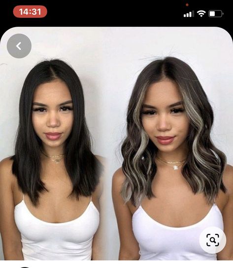 Hair With Blonde Front Pieces, Blonde Front Pieces, Black Hair With Blonde, Ash Blonde Hair Balayage, Short Dyed Hair, Front Pieces, Short Hair Highlights, Chunky Highlights, Peekaboo Hair