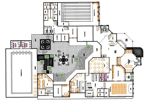 Architecture Club House Furniture Layout Plan AutoCAD File; the architecture layout plan has been designing in AutoCAD software, drawing showing clubhouse layout plan includes swimming pool, game zone, dance floor, salon, office lounge, hall, bar and restaurant with landscape court. download DWG file of clubhouse floor plan and use for CAD presentation. Community Club House Design Plan, Clubhouse Plan Architecture, Clubhouse Floor Plan Design, Clubhouse Plan Layout, Club House Plan Architecture, Club House Design Interiors, Club House Design Plan, Clubhouse Design Architecture Plan, Club House Interior Design