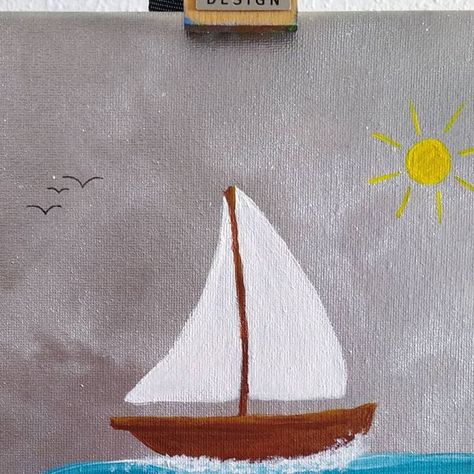 kolibris arts 🌺 on Instagram: "Simple painting but cute ⛵ What do you think? (◍•ᴗ•◍) @_arts.by.sarah_ . . . #art #artes #kunst #painting #paint #pintura #malerei #pintar #malen #meer #sea #sea #schiff #barco #mar #praia #boat #travel #entspannen #desenhar #desenhos #inspired #inspiration #quarentena #quarentine" Drawing Sailboats Simple, Boat Painting Simple, Small Sailboat Drawing, Painting Boat Easy, Boat Easy Drawing, Sailboat Doodle Simple, Simple Boat, Boat Drawing, Mermaid Drawings