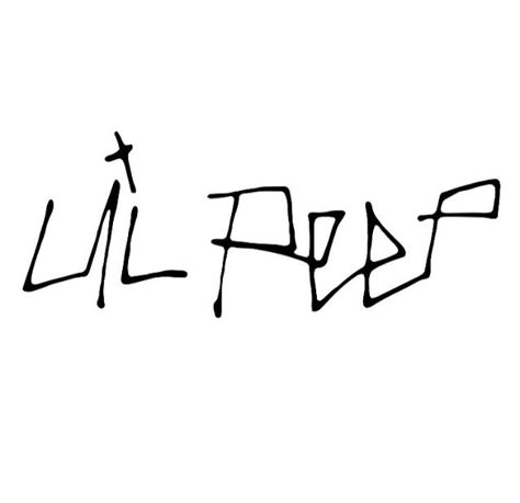 lil peep Name Tattoo, White, Black