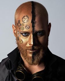 Steampunk Makeup Guide - How to glue gears to your face Steampunk Makeup Halloween, Punk Makeup Men, Steam Punk Makeup, Victorian Makeup, Steampunk Makeup, Steampunk Images, Steampunk Men, Steampunk Halloween, Punk Makeup