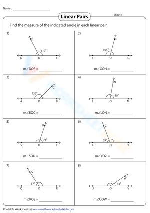 With the help of our worksheets on printable linear pairs of angles, embrace the friendship of angles like never before! By deducting the known angle measurement from 180 degrees, find the unknown angle in each linear pair. #Grade-6 #Grade-7 #Grade-8 Angles Worksheet, Measuring Angles, Grade 7, The Friendship, Grade 8, Grade 6, The Unknown, The Help, Coding