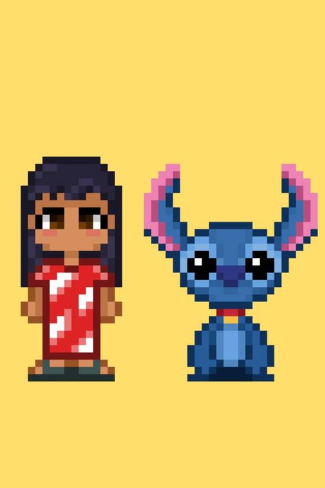 Pixel Art Pattern, Disney Lilo, 8 Bit, Hama Beads, Lilo And Stitch, Pattern Art, Art Gift, Pixel Art, Art Style