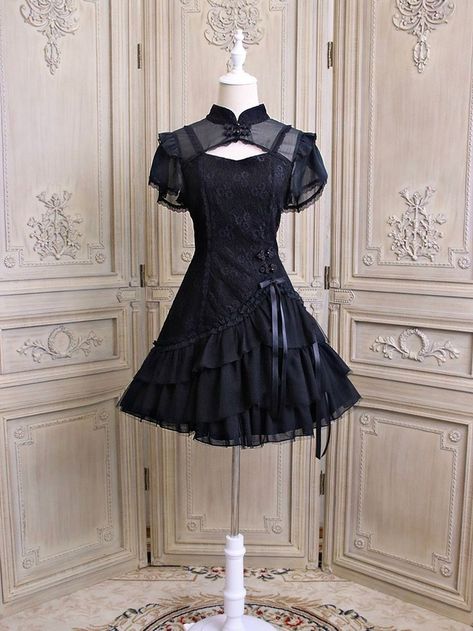 Goth Dresses Short, Lotia Dresses, Black Goth Dress, Ethereal Dress, Op Dress, Flounce Skirt, Goth Dress, Ruffles Fashion, Fashion Inspiration Design