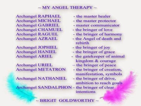 Archangel Chart. List of Angel's. Archangels Names, Archangel Raguel, Archangel Azrael, Archangel Haniel, Archangel Jophiel, Angels Touch, Angel Therapy, Angel Spirit, Archangel Prayers