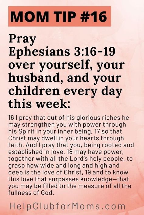 Ephesians 3:16-19, Prayer For Your Husband, Pray For Your Husband, Prayer For My Children, Mom Prayers, Good Father, Inner Being, Prayers For Children, Prayer For Family