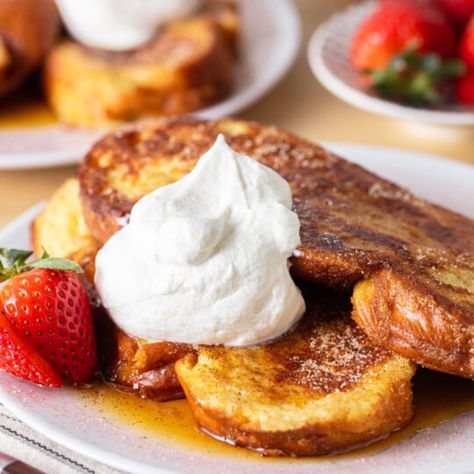 Bourbon French Toast With Whipped Mascarpone Bourbon French Toast, Marscapone Whipped Cream, Lemon Marscapone, Brunch Quiche, Whipped Mascarpone, Stuffed French Toast, Breakfast Sweets, Challah Bread, Half Baked Harvest