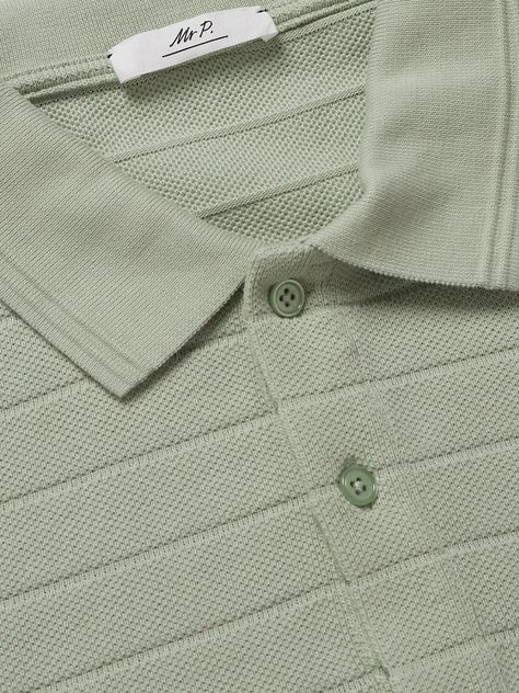 DESIGNED BY MR PORTER. Mr P.'s collections are filled with well-made, modern styles you can build your wardrobe around. This polo shirt is cut from organic cotton-piqué knitted with textured barre stripes. This product was made to Last Longer from Considered Materials. Mr P. is on a journey to reduce its environmental impact by creating more responsible collections, designed with longevity in mind. Find out more about our Craftsmanship Code here. Build Your Wardrobe, Mens Polo T Shirts, Mr P, Polo Tees, Polo T Shirts, Pique Polo Shirt, Knitwear Men, Gentleman Style, Mr Porter