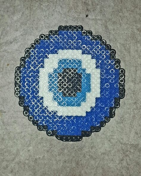 EVIL EYE SYMBOL MY VERSION by:Jenny Nguyen 2016 #EVILEYE #PERLER #BEADS #HAMSA #SYMBOL #8BIT #PERLERBEADS #ART #CRAFTS #GOODLUCK #PROTECTION #DARKBLUE Perler Beads Evil Eye, Evil Eye Perler Bead, Jenny Nguyen, Pixel Macrame, Sukkah Decorations, Ironing Beads, Rave Ideas, Hamsa Symbol, Evil Eye Symbol