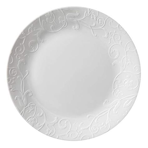 Amazon.com | Corelle Embossed Bella Faenza 10.25" Dinner Plate (Set of 4): Dinner Plates Does not contain lead according to Lead Safe Mama Corelle Plates, Corelle Dishes, Corelle Dinnerware, White Dinnerware Set, Lunch Plate, Dinner Plate Set, Clean Plates, Glass Dinnerware, White Dinnerware