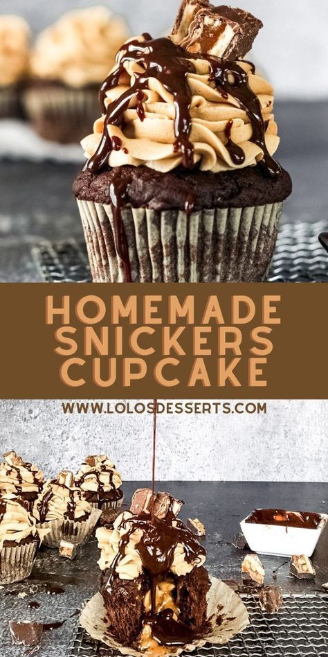 Snicker Cupcakes Recipe, Different Flavor Cupcake Recipes, Snickers Cupcakes With Filling, Cupcake Filling Ideas Middle, Fun Cupcake Flavors, Rich Cupcakes, Gourmet Cupcakes Flavors, Unique Cupcake Flavors, Snickers Cupcake