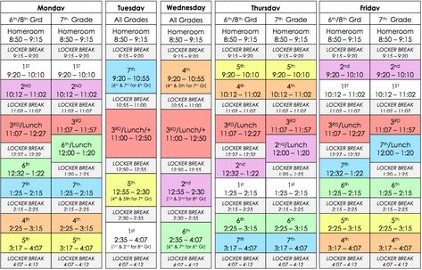 Middle School Schedule, Schedule School, Master Schedule, School Schedule, List Of Jobs, Class Schedule, Cleaning Ideas, Schedule Template, Contract Template