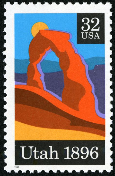 USA 1996 - Utah Statehood 1896 (45) Utah Arches, Usa Stamps, Postage Stamp Design, Delicate Arch, Postage Stamp Art, Vintage Postage Stamps, Vintage Postage, Arches National Park, Small Pictures