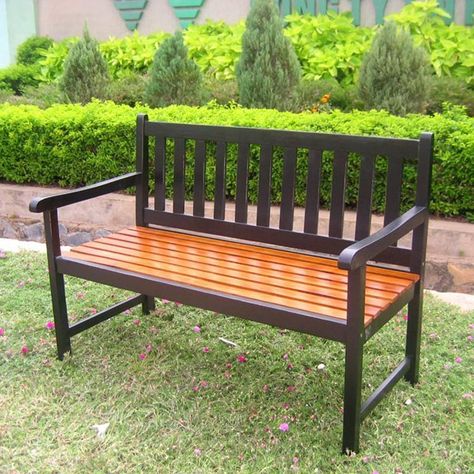 Amazon.com: International Caravan Furniture Piece Outdoor 4 Foot Wood Bench: Furniture & Decor Wood Bench Outdoor, Painted Benches, Patio Benches, Wooden Garden Benches, Wooden Patios, Patio Bench, Wood Patio, Garden In The Woods, Outdoor Wood