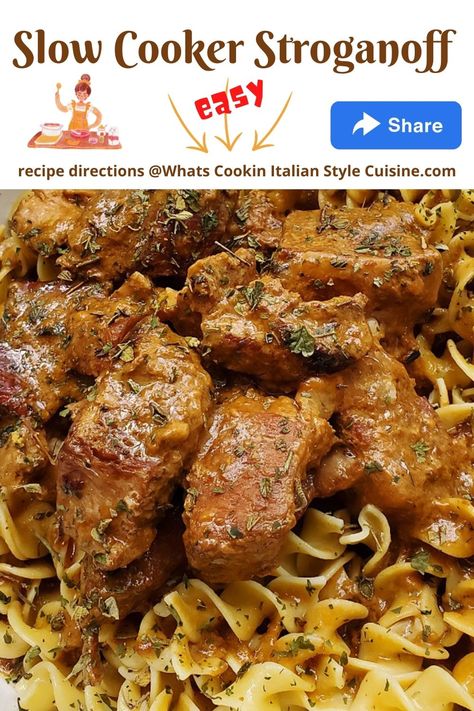 Slow Cooker Pork or Chicken Stroganoff Pork Stroganoff Crockpot, Pork Stroganoff Recipes Easy, Slow Cooker Recipes Stroganoff, Crock Pot Stroganoff Slow Cooker, Healthy Crockpot Stroganoff, Slow Cooker Mushroom Stroganoff, Chicken Mushroom Stroganoff Slow Cooker, Pork Stroganoff Recipe, Pork Pasta