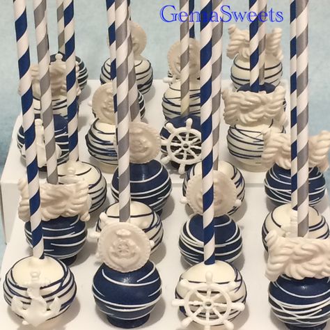 Nautical Cake Pops, Nautical Baby Shower Cake, Nautical Baby Shower Boy, Sailor Baby Showers, Baby Shower Ideas For Boys, Baby Shower Party Themes, Nautical Cake, Baby Shower Souvenirs, Nautical Themed Party